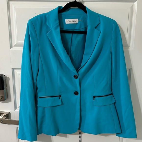 Calvin Klein Teal or Turquoise 2 button Blazer size 8 - Picture 1 of 7